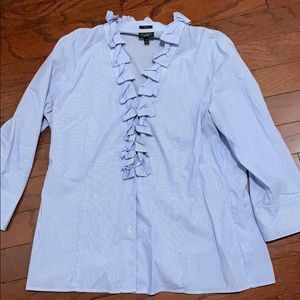 Ruffle Blue & White Strip Blouse